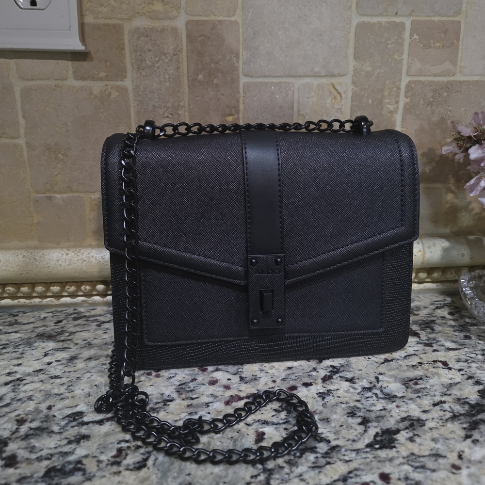 Aldo Black Crossbody Bag with Chain Strap